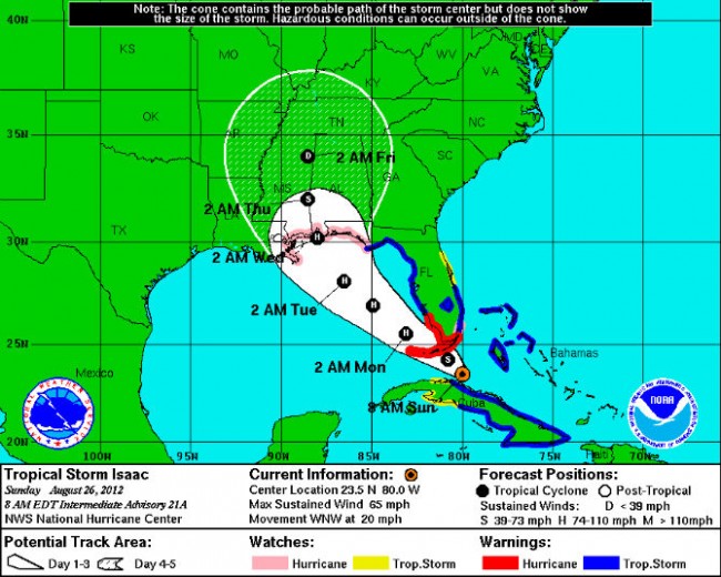 National Hurricane Center Updated Sunday Maps Show Tropical Storm